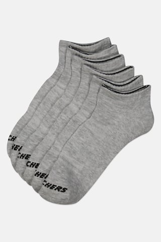Men 6 Pairs Brand Logo No Show Socks, Light Grey
