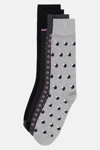 Men 4 Pairs Allover Print Crew Socks, Multicolor