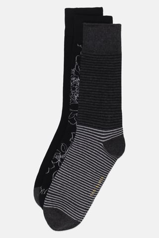 Men 3 Pairs Brand Logo Crew Socks, Multicolor