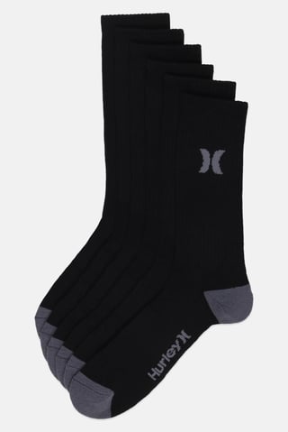 Men 6 Pairs Brand Logo Crew Socks, Multicolor
