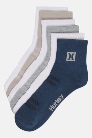 Men 6 Pairs Brand Logo Quarter Crew Socks, Multicolor