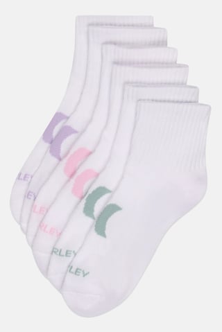 Women 6 Pairs Brand Logo Crew Socks, White