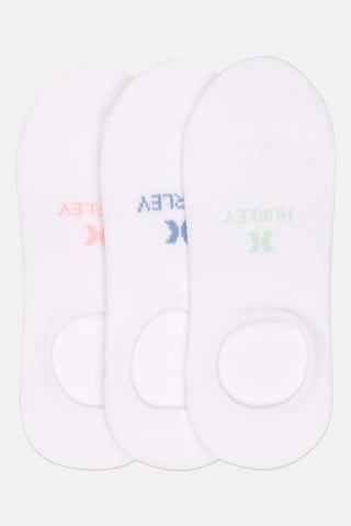 Women 3 Pairs Brand Logo Invisible Socks, White