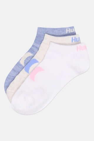 Women 3 Pairs Brand Logo Low Cut Ankle Socks, Multicolor
