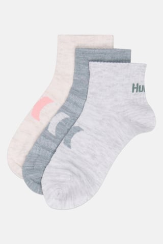 Women 3 Pairs Brand Logo Quarter Crew Socks, Multicolor