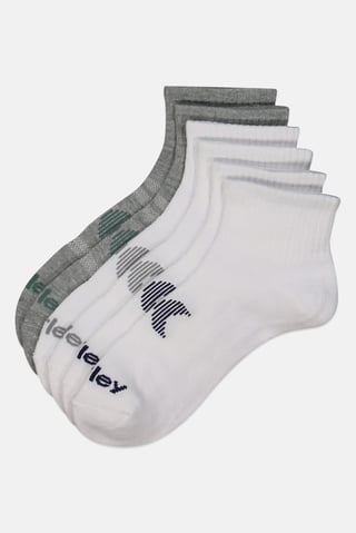 Men 6 Pairs Brand Logo Quarter Crew Socks, Multicolor