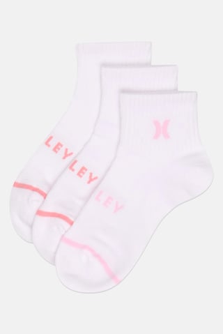 Women 3 Pairs Brand Quarter Crew Socks, White
