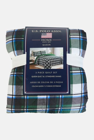 Queen 3 Pieces Plaid Quilt Set, Multicolor