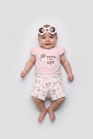 Toddlers Girl 3 Pcs Graphic Print Bodysuit And Shorts With Sunglasses Set, Multicolor