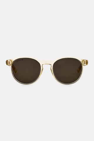 Men L6055S Round Sunglasses, Light Gold