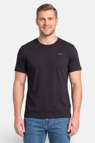 Men Crew Neck Short Sleeve Brand Logo T-Shirt, Black