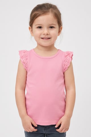 Todders Girl Textured Cap Sleeve Top, Pink