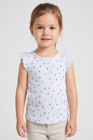 Toddlers Girl Allover Print Ruffle Sleeve Top, Multicolor