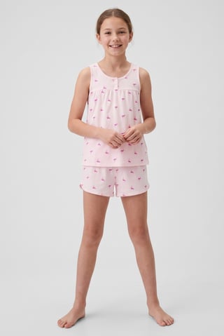 Kids Girl 2 Pieces Allover Print Sleepwear Top And Shorts Sleepwear Set, Multicolor