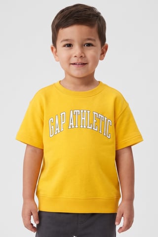 Toddlers Boy Crew Neck Graphic Print Short Sleeve T-Shirt, Mustard