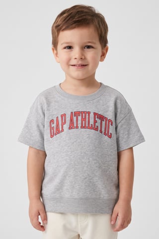 Toddlers Boy Crew Neck Short Sleeve Brand Logo T-Shirt, Grey