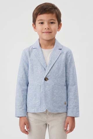Kids Boy Chambray Jacket Shirt, Light Blue