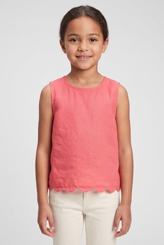 Kids Girl Sleeveless Solid Tank Top, Coral