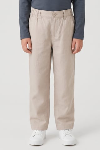 Kids Boy Chambray Pants, Beige