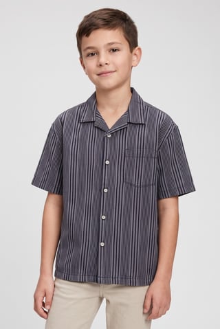 Kids Boy Short Sleeve Stripe Shirt, Multicolor