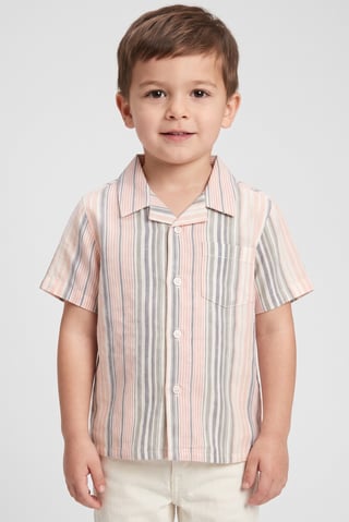 Toddlers Boy Stripe Short Sleeve Shirt, Multicolor