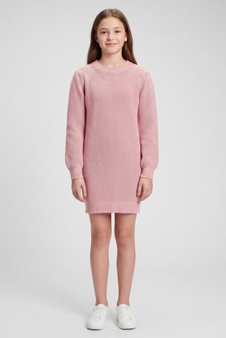 Kids Girl Textured Sweater Dress, Pink