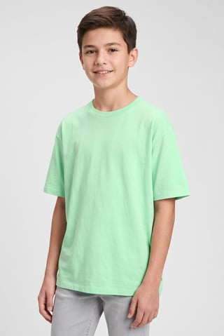 Kids Boy Crew Neck Short Sleeve Plain T-Shirt, Neon Green