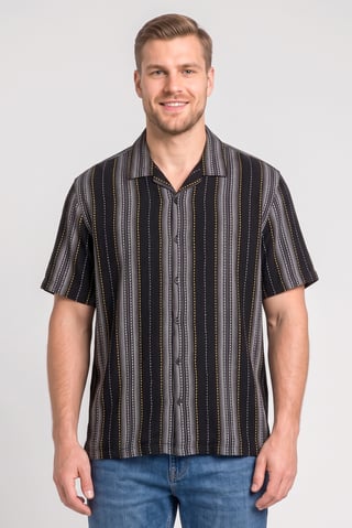 Men Relaxed Fit Short Sleeve Stripe Casual Shirt, Multicolor