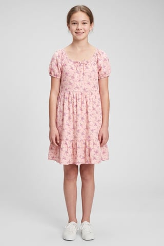 Kids Girl Short Sleeve Floral Dress, Multicolor