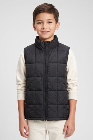 Kids Boy Quilted Vest Jacket, Black