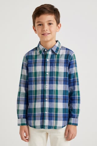 Kids Boy Plaid Long Sleeve Casual Shirt, Multicolor