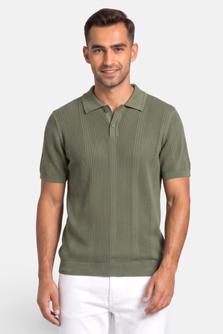 Men Spread Collar Knitted Sweater, Olive