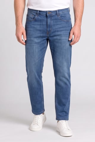 Men Regular Fit Brand Logo Stretchable Jeans, Blue