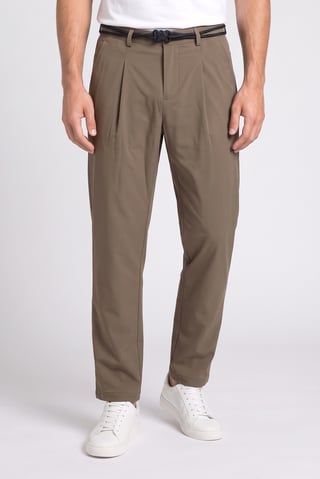 Men Relaxed Fit Textured Straight Leg Pants, Brown