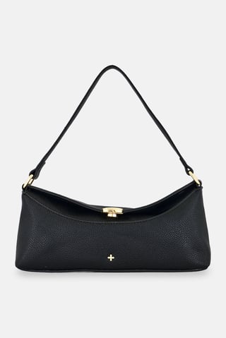 Women Brand Logo Shoulder Bag, Black