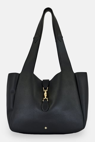 Women Brand Logo Shoulder Bag, Black