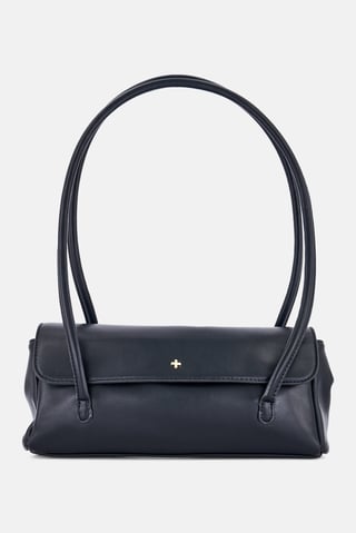 Women Brand Logo Shoulder Bag, Black