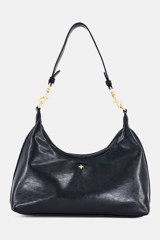 Women Brand Logo Shoulder Bag, Black