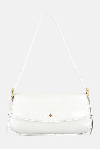 Women Brand Logo Shoulder Bag, White