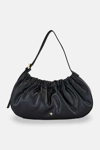 Women Brand Logo Shoulder Bag, Black