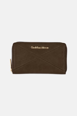 Women Brand Logo Wallet, Brown
