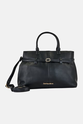Women Brand Logo Handbag, Black