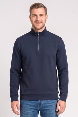 Men Mock Neck Textured Long Sleeve Sweatshirt, Navy