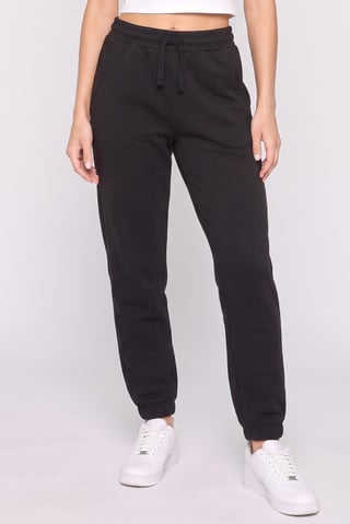 Women Regular Fit Solid Sweatpants, Black