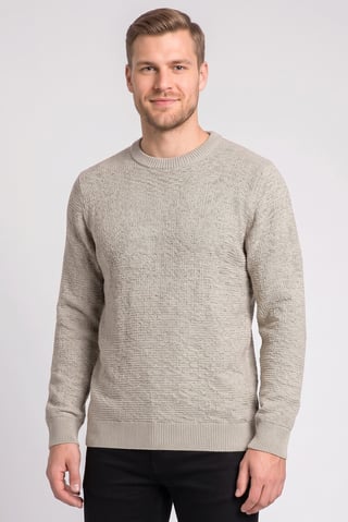 Men Crew Neck Long Sleeve Textured Sweater, Multicolor