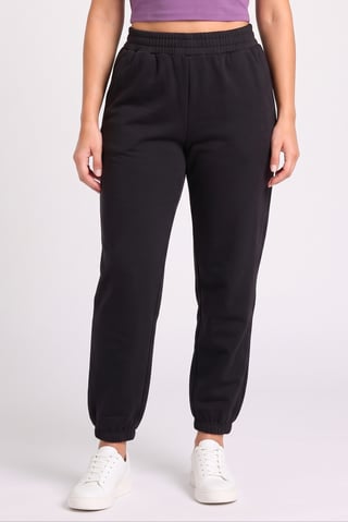 Women Regular Fit Solid Sweatpants, Black