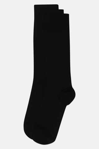 Men 3 Pairs Solid Crew Socks, Black
