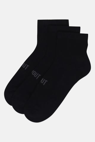 Men 3 Pair Solid Ankle Socks, Black