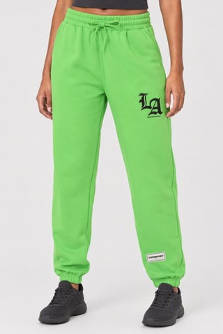 Women Regular Fit Graphic Print Jogger Pants, Lime