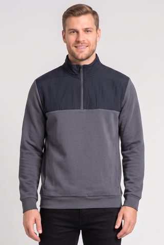 Men High Neck Plain Long Sleeve Half Zip Sweatshirts, Multicolor